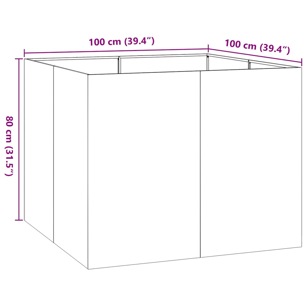 Pflanzgefäß Weiß 100x100x80 cm Stahl