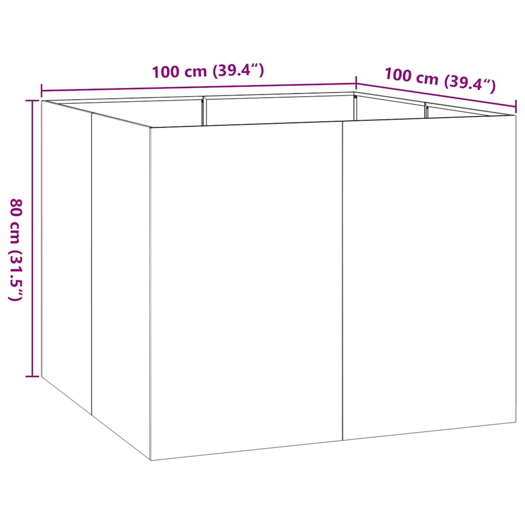 Pflanzkübel Rostig 100x100x80 cm Wetterfester Stahl