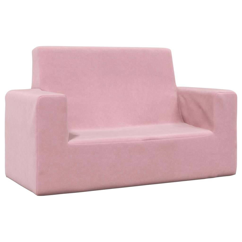 Kindersofa 2-Sitzer Rosa Weich Plüsch