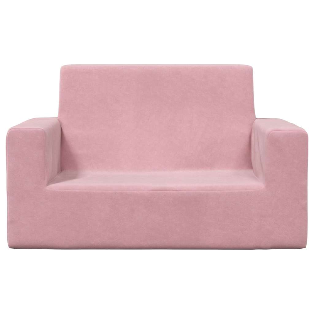 Kindersofa 2-Sitzer Rosa Weich Plüsch