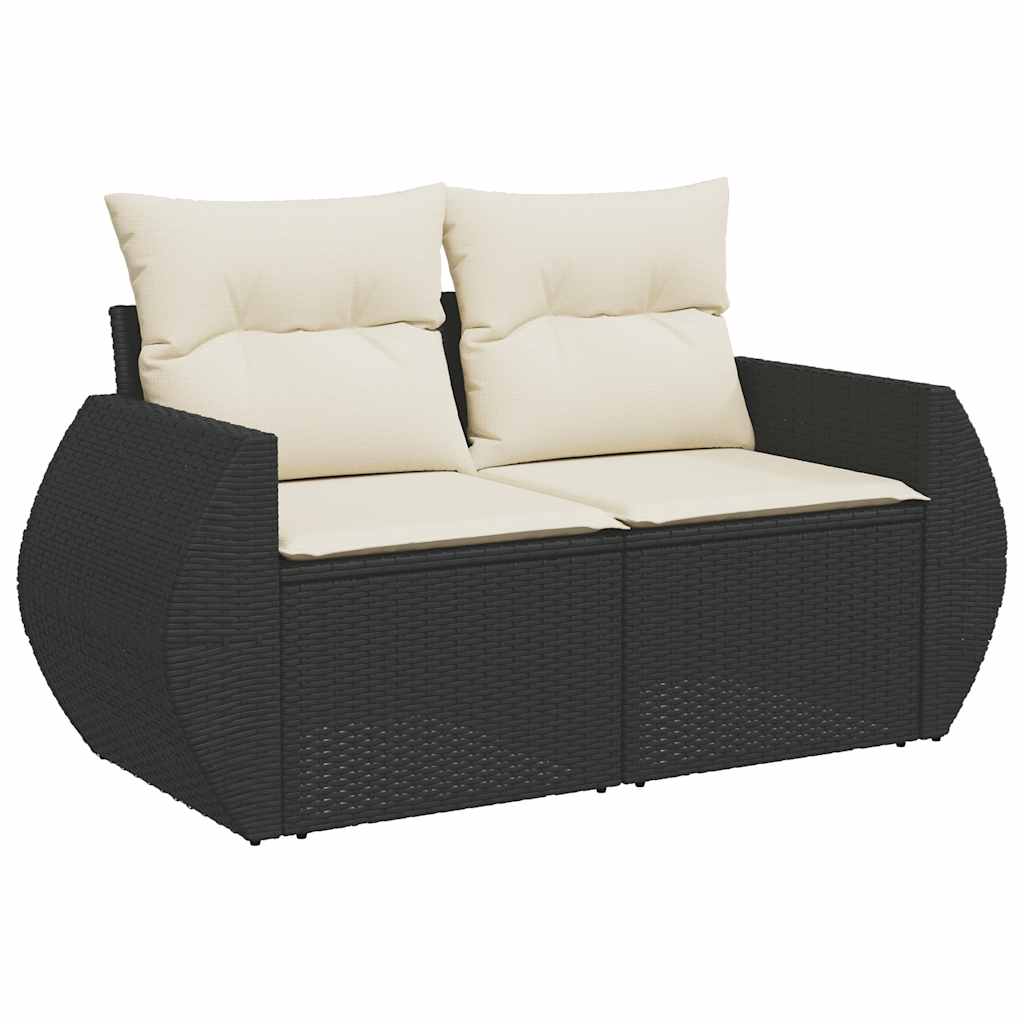 5-tlg. Garten-Sofagarnitur mit Kissen Schwarz Poly Rattan