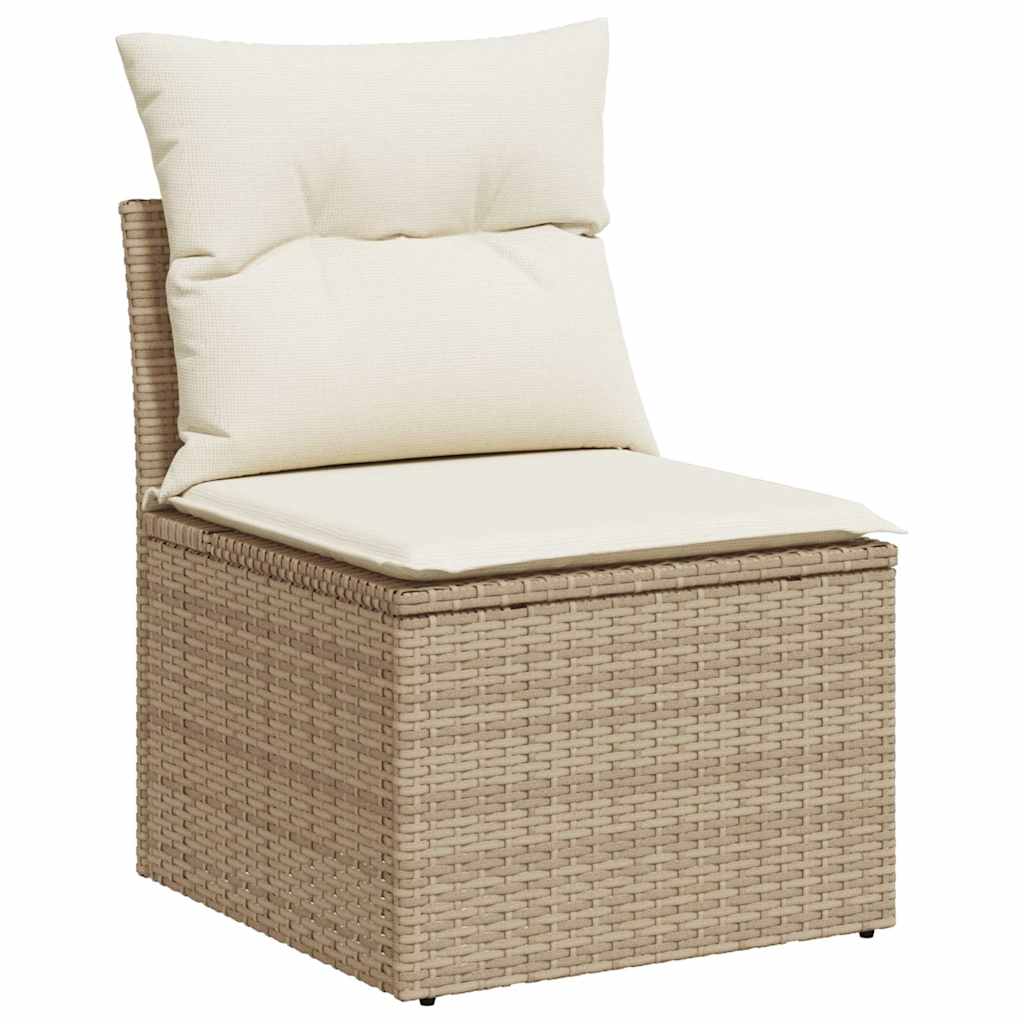 5-tlg. Garten-Sofagarnitur mit Kissen Beige Poly Rattan