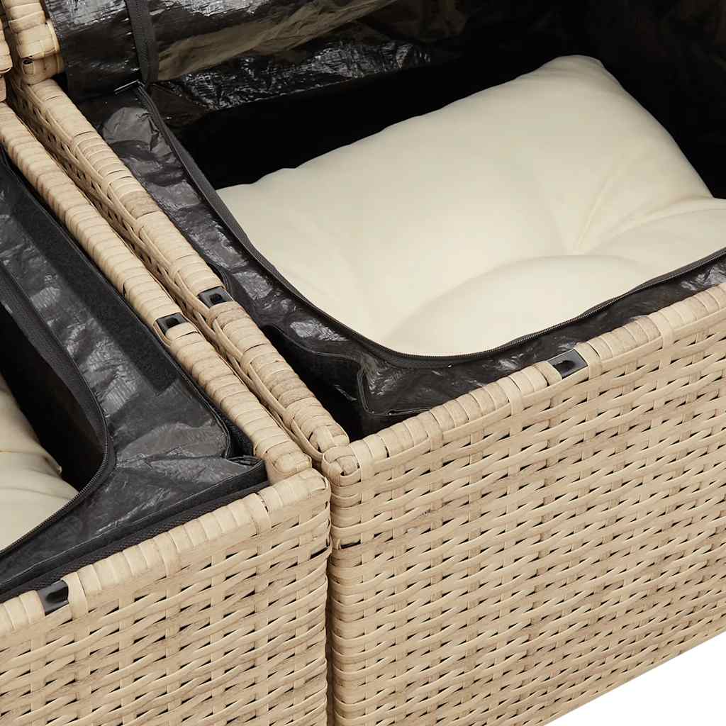 5-tlg. Garten-Sofagarnitur mit Kissen Beige Poly Rattan