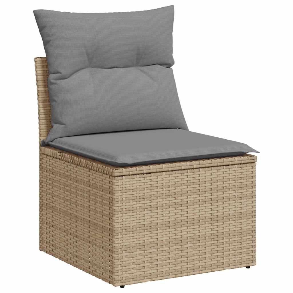 7-tlg. Garten-Sofagarnitur mit Kissen Grau Poly Rattan