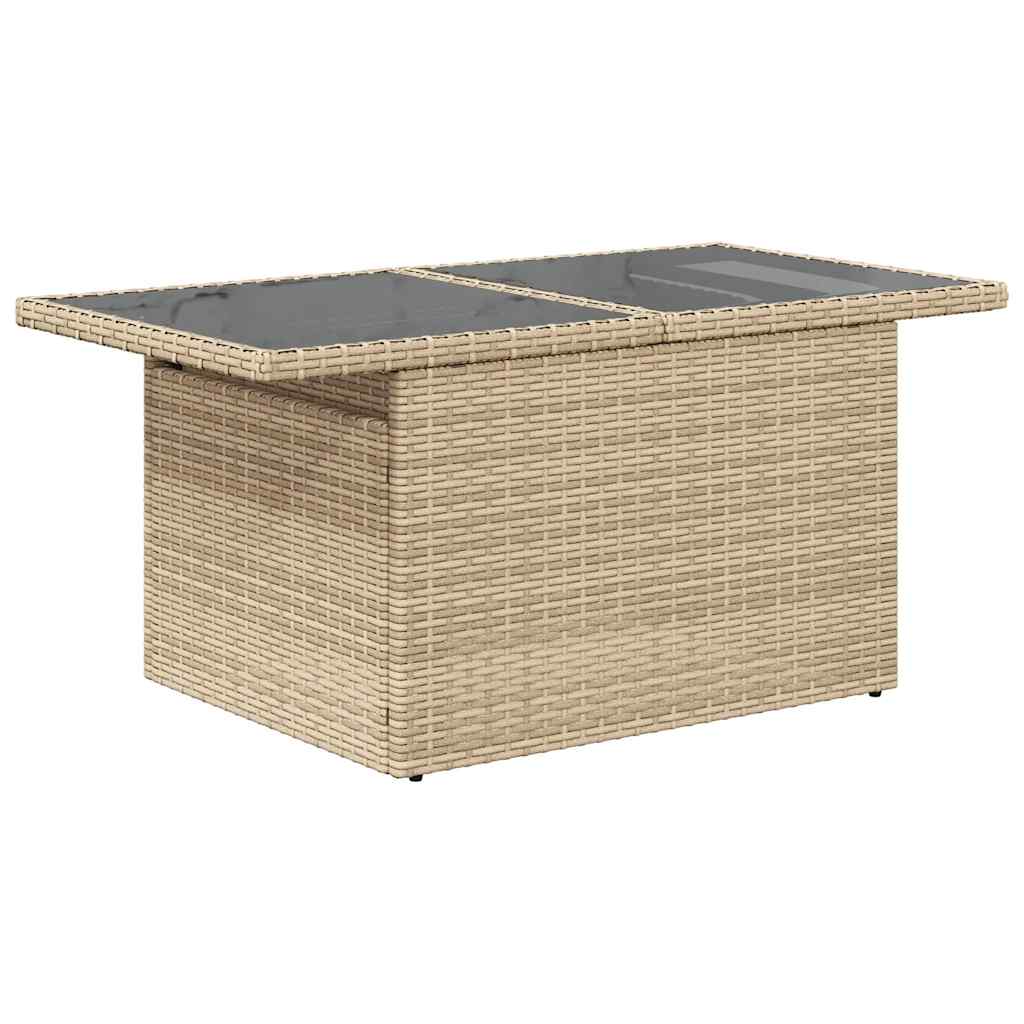 9-tlg. Garten-Sofagarnitur mit Kissen Beige Poly Rattan Akazie