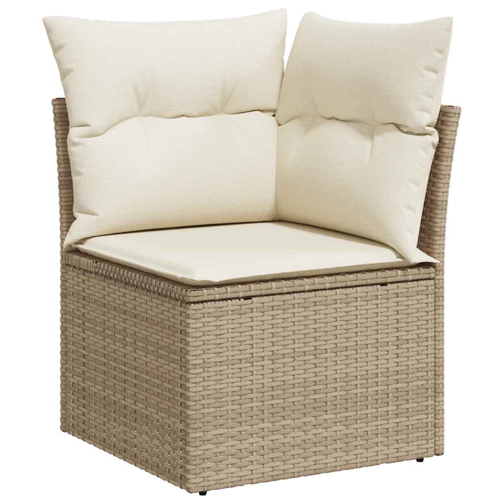 5-tlg. Garten-Sofagarnitur mit Kissen Beige Poly Rattan Akazie