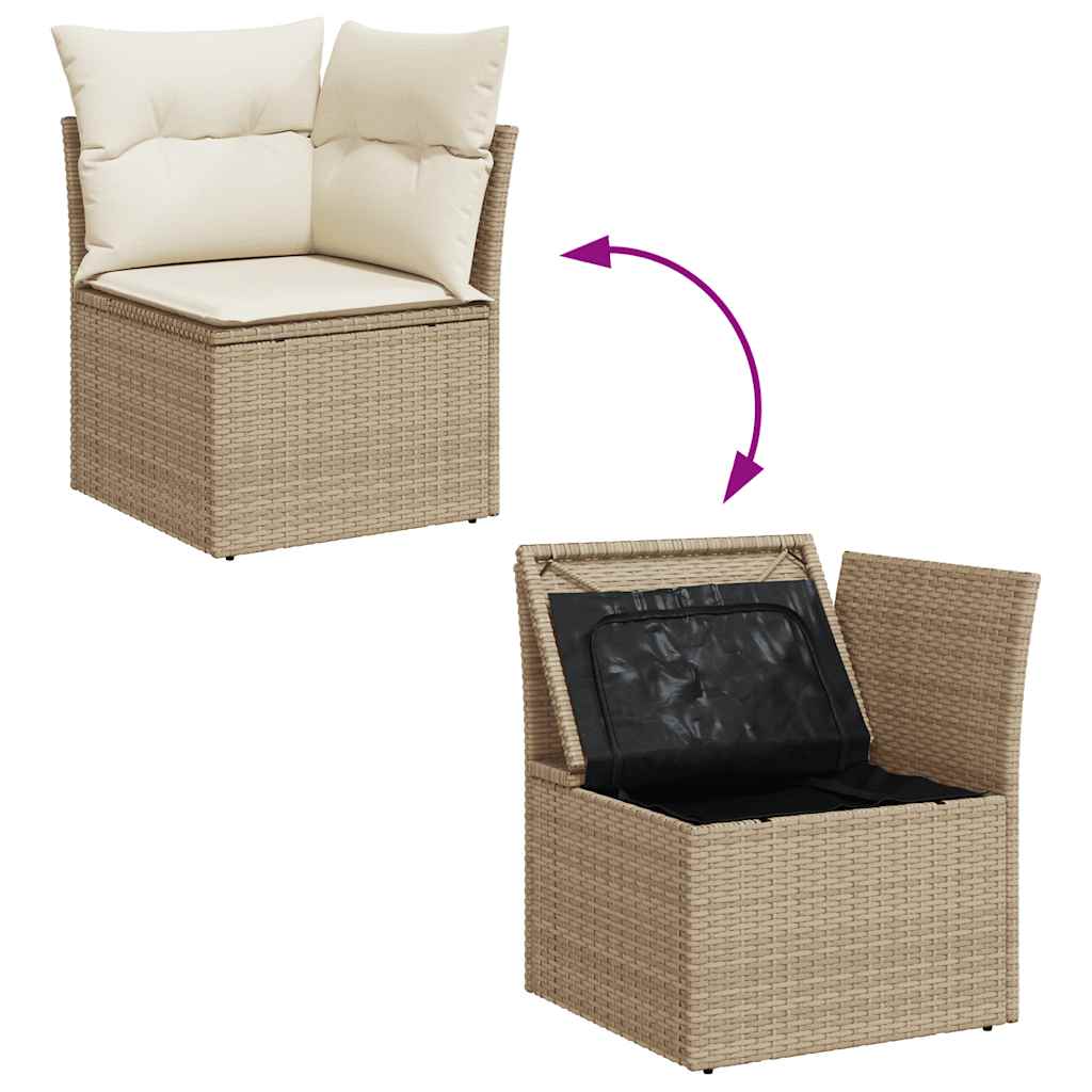 5-tlg. Garten-Sofagarnitur mit Kissen Beige Poly Rattan Akazie