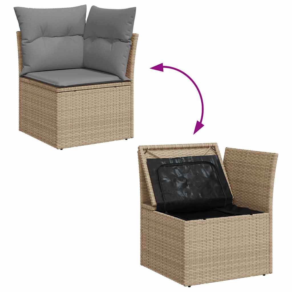 5-tlg. Garten-Sofagarnitur mit Kissen Beige Poly Rattan Akazie