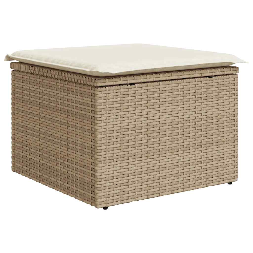 6-tlg. Garten-Sofagarnitur mit Kissen Beige Poly Rattan Akazie