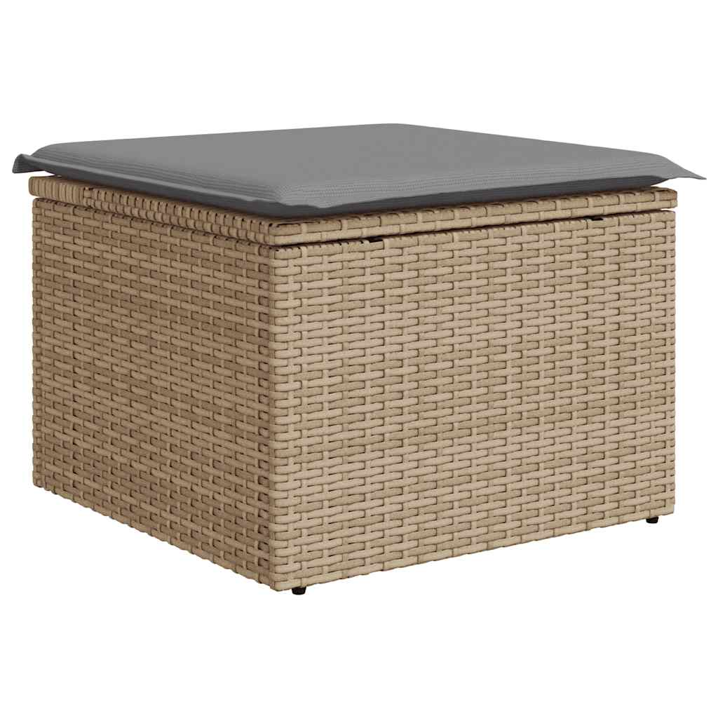 6-tlg. Garten-Sofagarnitur mit Kissen Beige Poly Rattan Akazie