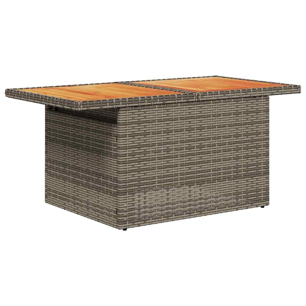 11-tlg. Garten-Sofagarnitur mit Kissen Grau Poly Rattan Akazie