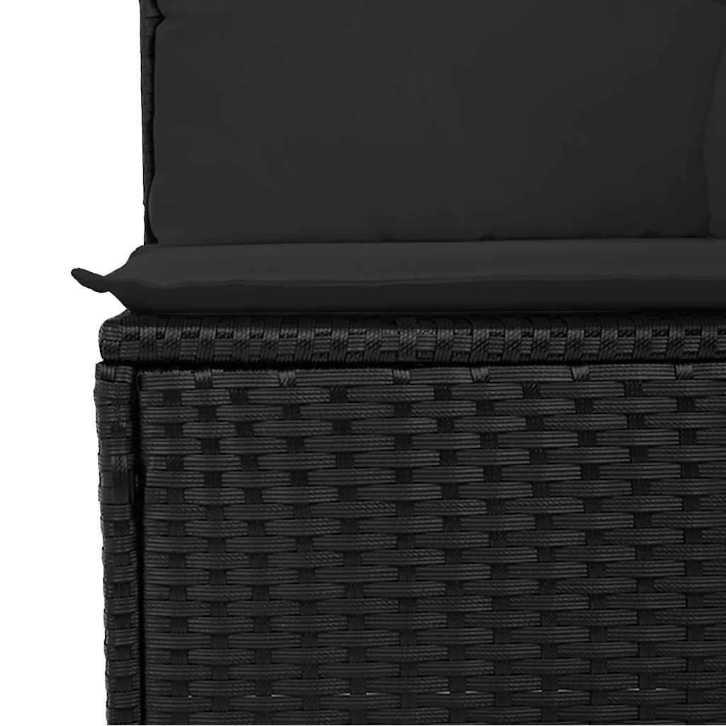 5tlg. Garten-Sofagarnitur mit Kissen Schwarz Poly Rattan Akazie