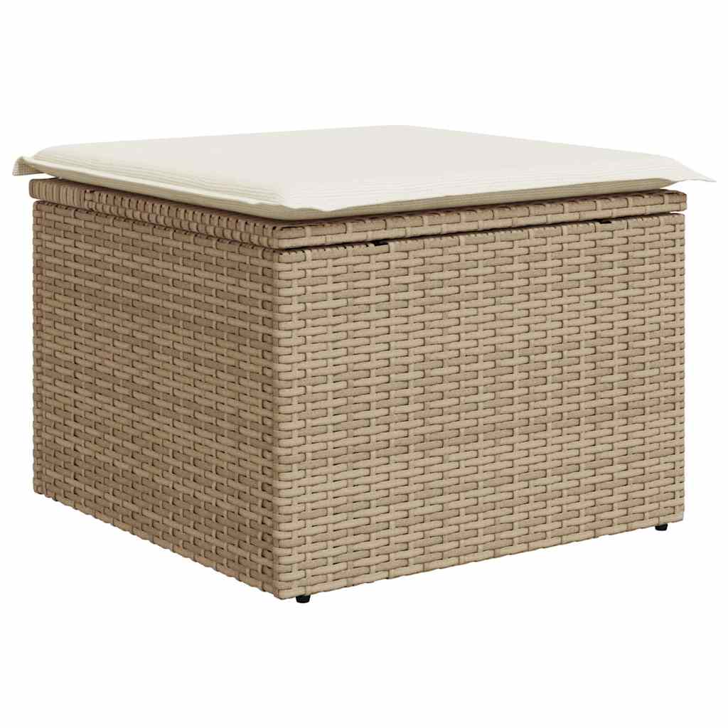 7-tlg. Garten-Sofagarnitur mit Kissen Beige Poly Rattan Akazie