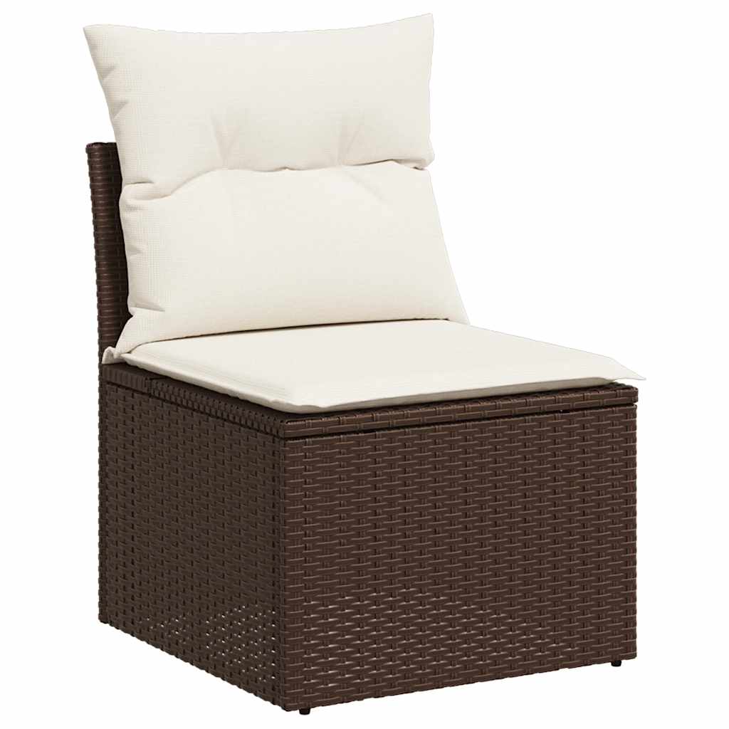 8-tlg. Garten-Sofagarnitur mit Kissen Braun Poly Rattan