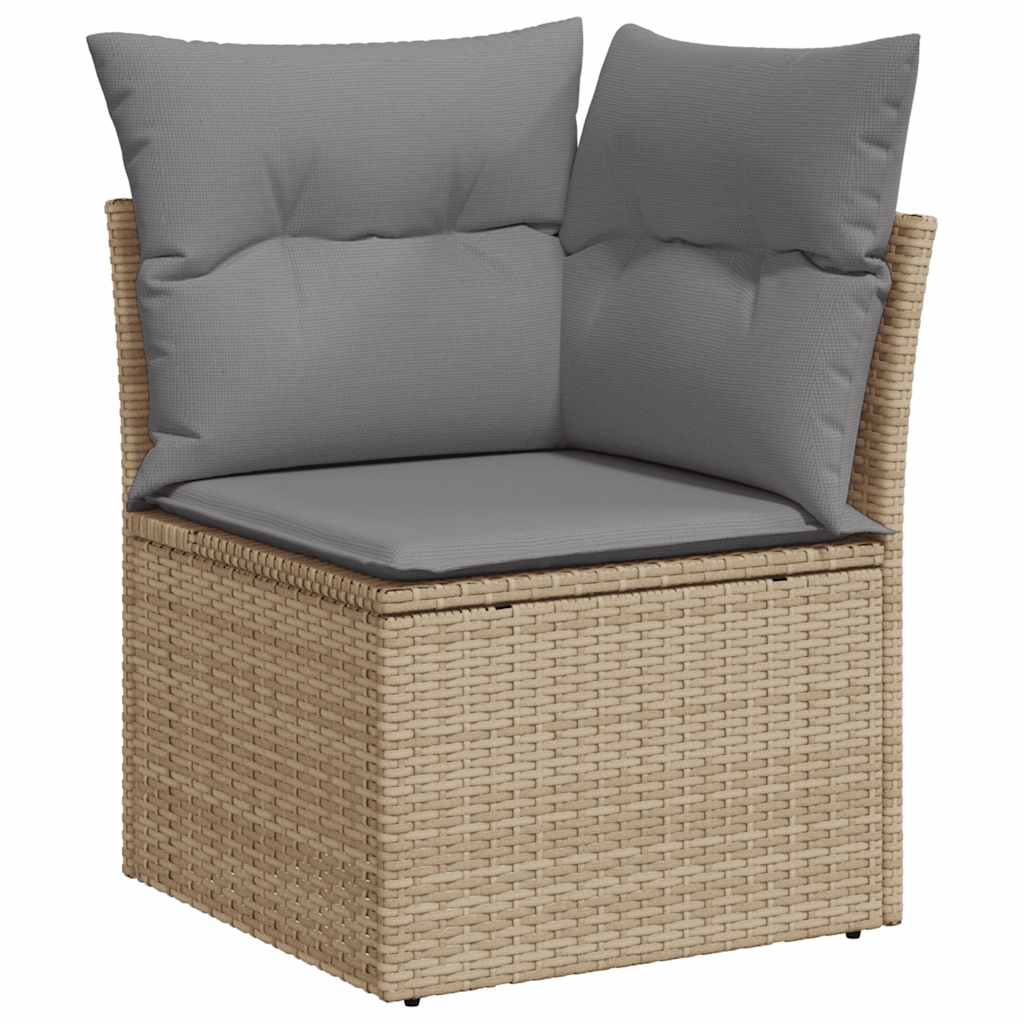 5-tlg. Garten-Sofagarnitur mit Kissen Beige Poly Rattan