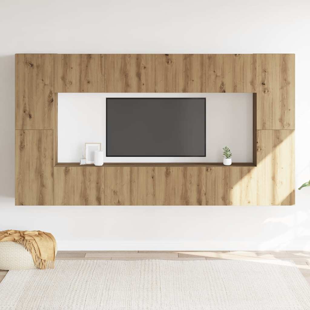 8-tlg. TV-Schrank-Set Wandmontage Artisan-Eiche Holzwerkstoff