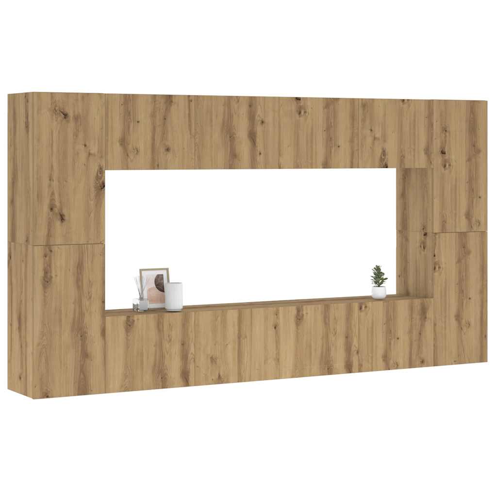 8-tlg. TV-Schrank-Set Wandmontage Artisan-Eiche Holzwerkstoff