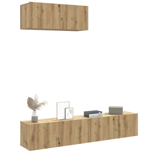 3-tlg. TV-Schrank-Set Wandmontage Artisan-Eiche Holzwerkstoff