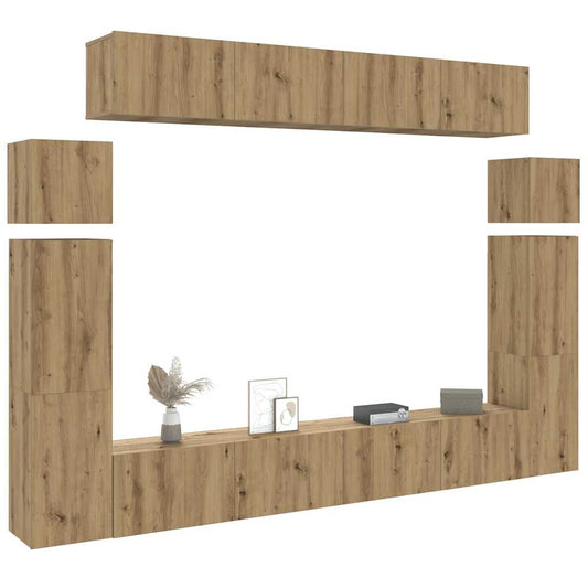 8-tlg. TV-Schrank-Set Wandmontage Artisan-Eiche Holzwerkstoff