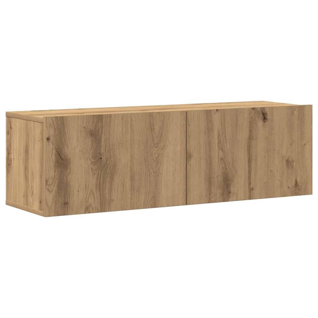 4-tlg. TV-Schrank-Set Wandmontage Artisan-Eiche Holzwerkstoff