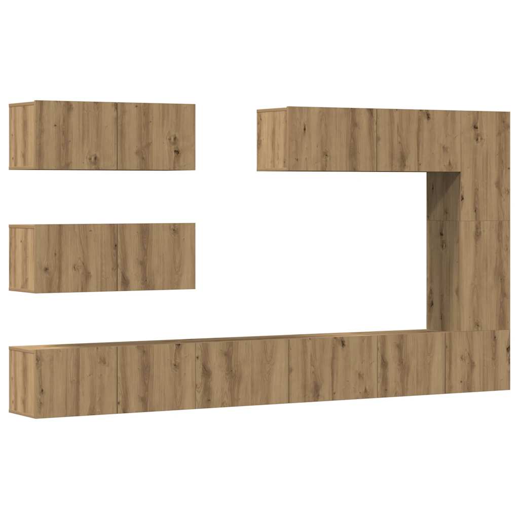 7-tlg. TV-Schrank-Set Wandmontage Artisan-Eiche Holzwerkstoff