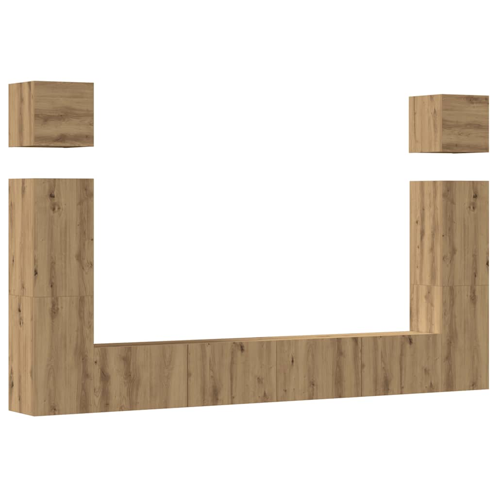 6-tlg. TV-Schrank-Set Wandmontage Artisan-Eiche Holzwerkstoff