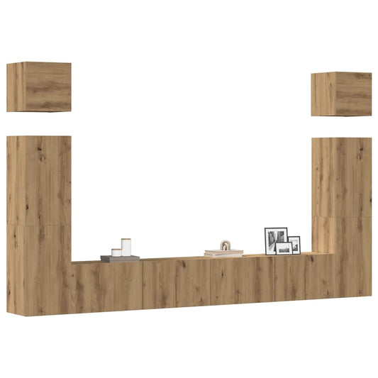 6-tlg. TV-Schrank-Set Wandmontage Artisan-Eiche Holzwerkstoff